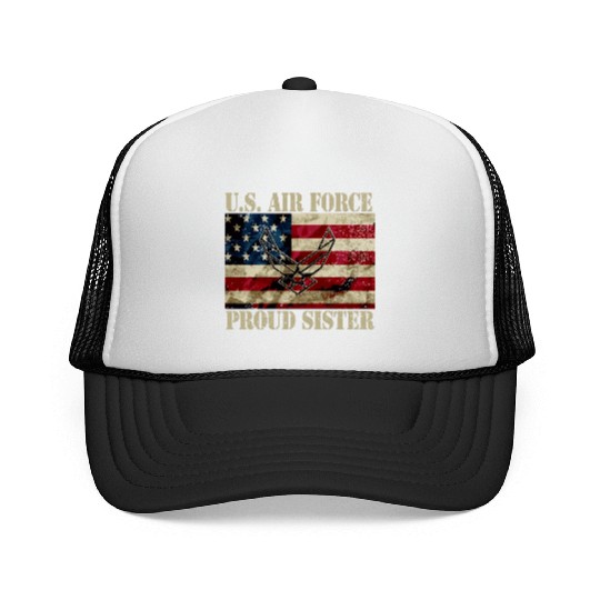 Proud Air Force Sister Military Veteran Pride Us F Trucker Caps