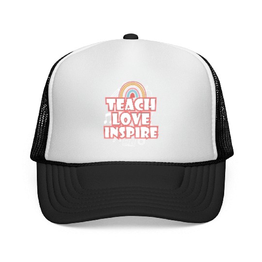 Back To School Teach Love Inspire Retro Teachers Trucker Caps