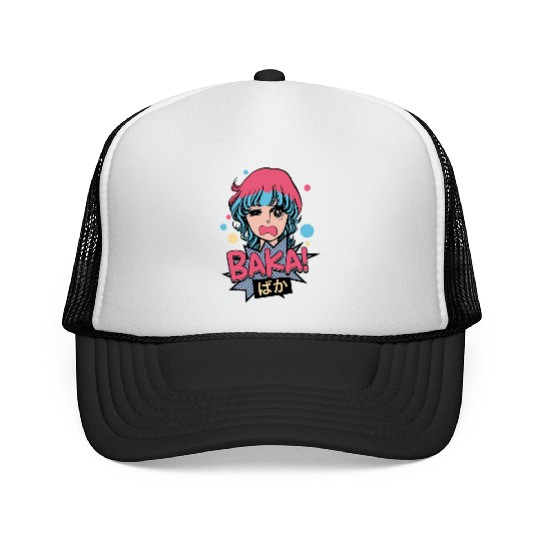 Baka! Japanese Aesthetic Otaku Girl Vintage Trucker Caps