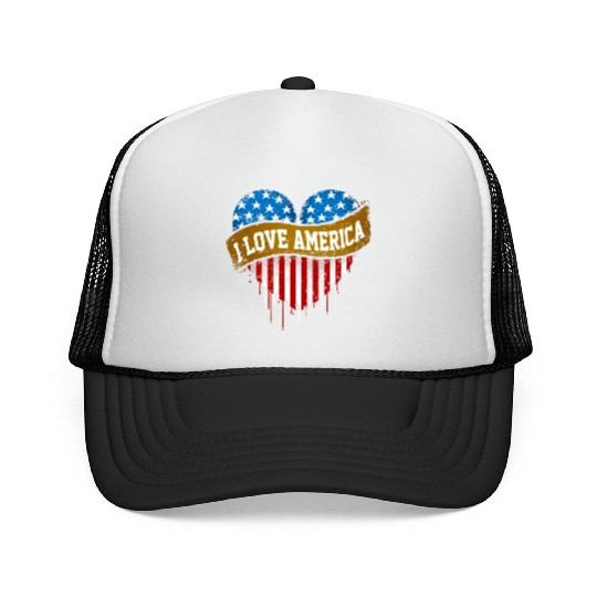 I Love America Trucker Caps