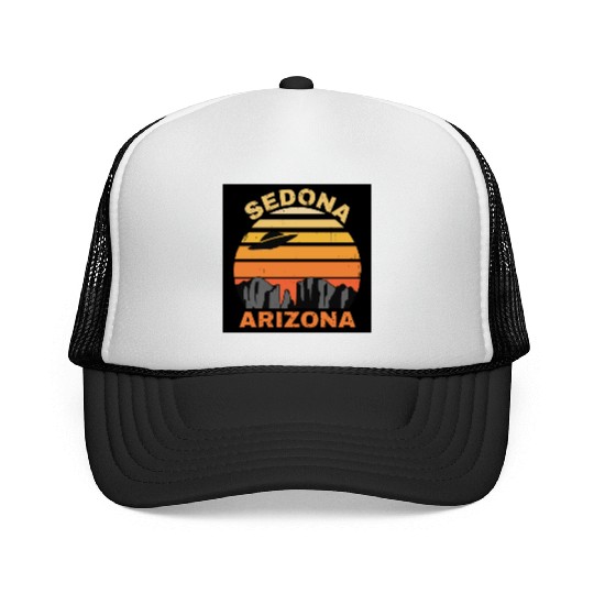 Sedona Arizonna Retro Sunset and UFO Trucker Caps