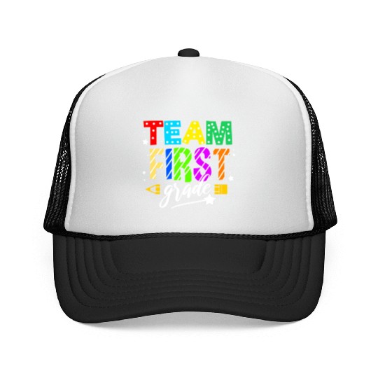 Team First Grade For Elementary Teacher Trucker Caps