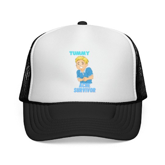 Tummy Ache Survivor Funny Back To School Trucker Caps