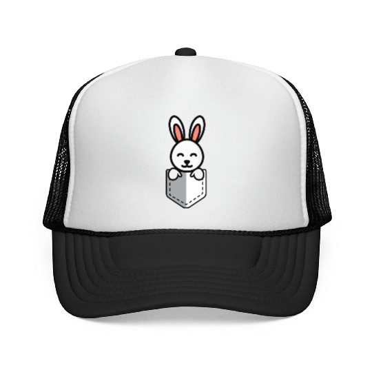 Bunny Pocket Cute Little Easter Sunday Egg Hunt Trucker Caps