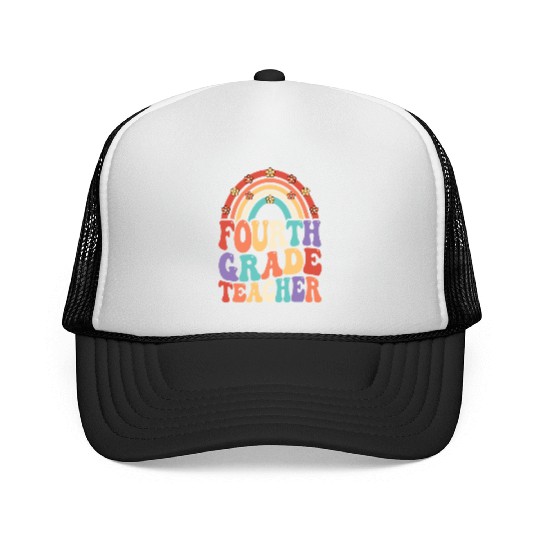 4th Grade Teacher Rainbow First Day Of School Trucker Caps
