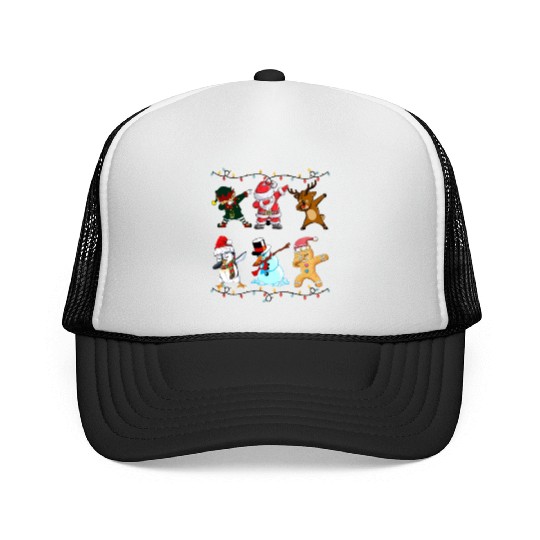 Funny Cute Dabbing Santa Elf Friends Christmas Mem Trucker Caps