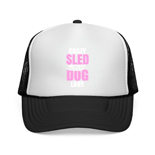 Womens Crazy Sled Dog Lady Trucker Caps