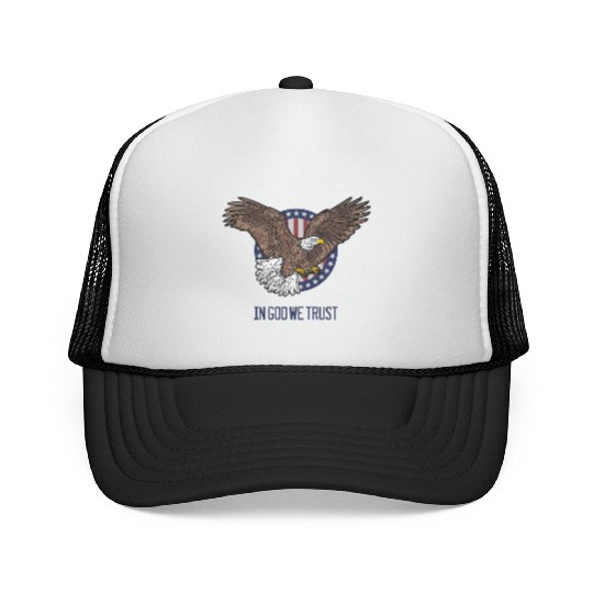 In God We Trust - Bald Eagle - Patriotic Trucker Caps