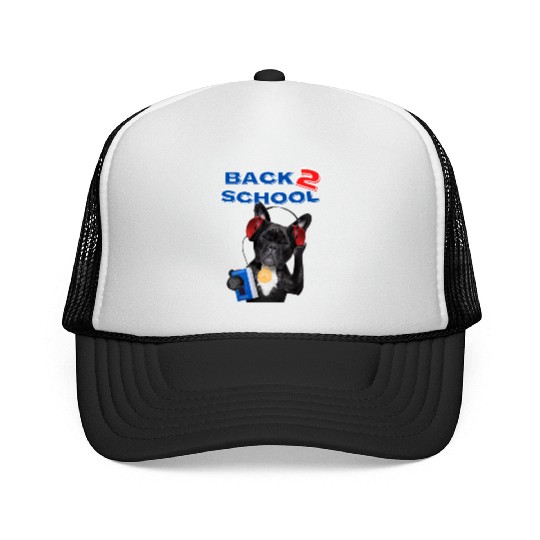 FRENCH BULLDOG BACK 2 SCHOOL aka BACK TO SCHOOL Trucker Caps