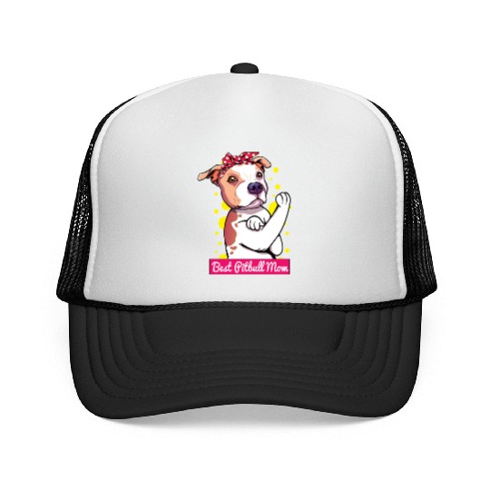 Retro Pitbull Dog Mom Lover Cartoon Trucker Caps