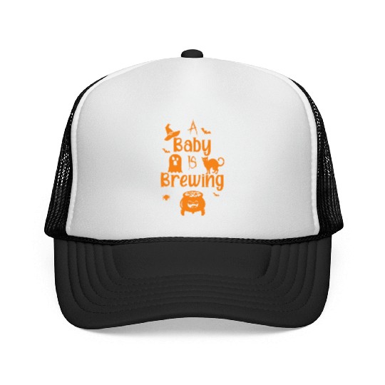 A Baby Is Brewing Maternity Halloween Women Funny Trucker Caps