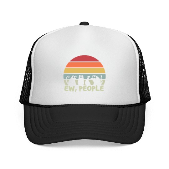 Ew People Retro Cat Funny Trucker Caps