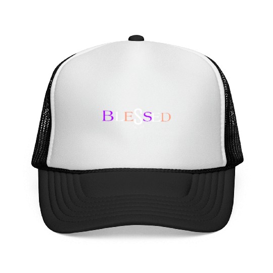 Purple and pink blessed aka pimp shit type shit Trucker Caps