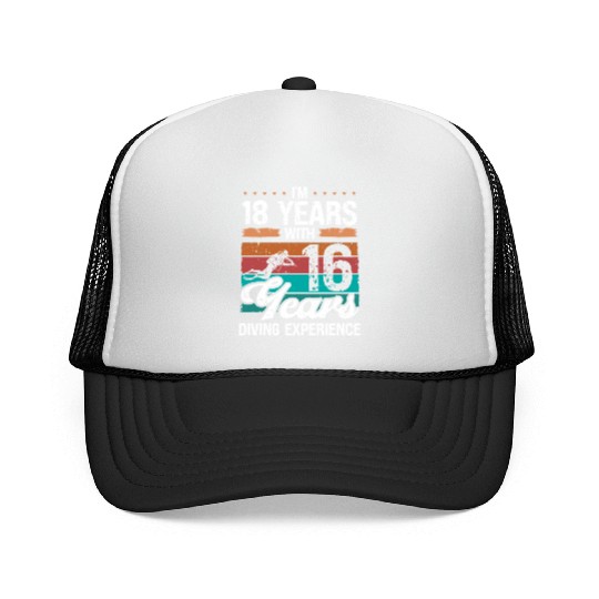 34 Birthday Idea Scuba Diving 34 Year Old Diver Trucker Caps