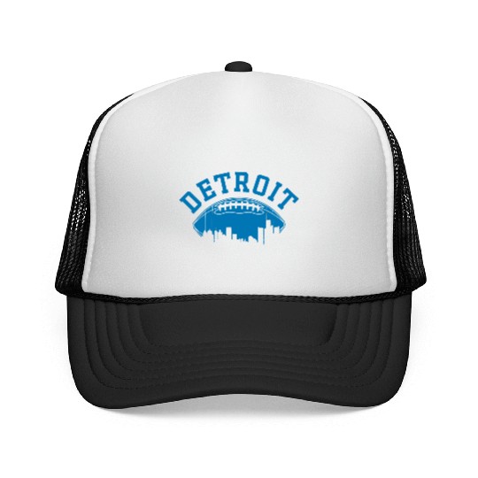 Detroit Football Vintage Michigan Skyline Retro Li Trucker Caps