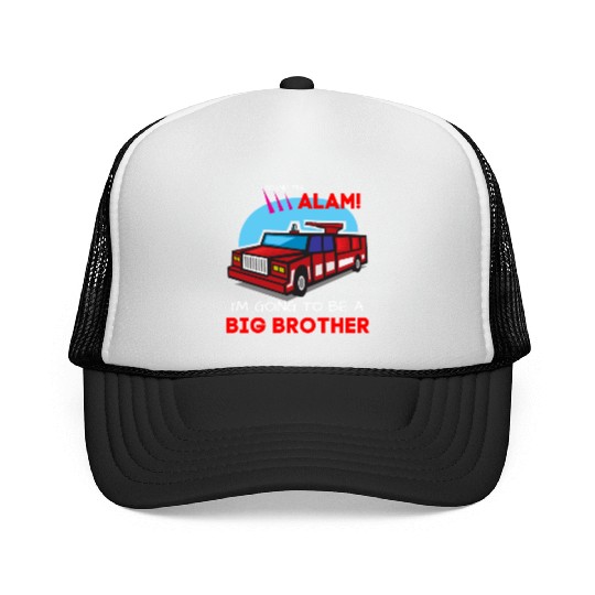 Kids Im going to be a big brother Trucker Caps Firetruck