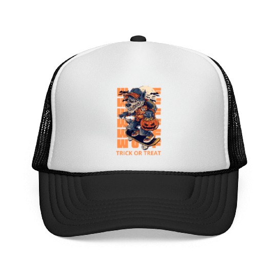 Trick Or Treat Werewolf Halloween Design Trucker Caps