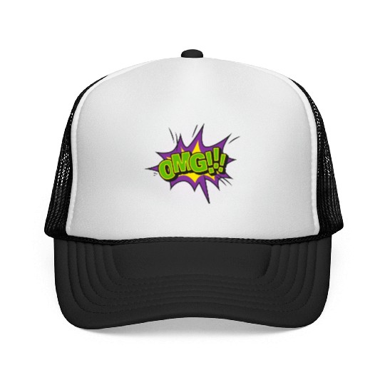 Comic Style OMG Expression Design Trucker Caps