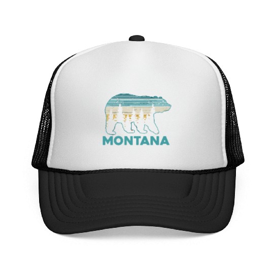 Montana Vintage Grizzly Bear Nature Hiking Souveni Trucker Caps
