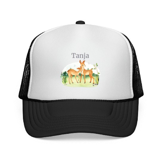Forest Animal Deer Flowers Name Tanja Trucker Caps