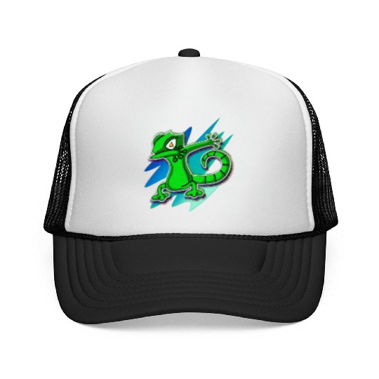 Dabbing Gecko - Jack O Lantern Eyes Trucker Caps