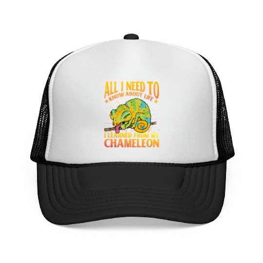 All I need to know about life Chameleon Trucker Caps