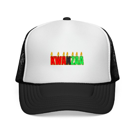 Afro American Candle Kinara Kwanzaa Trucker Caps