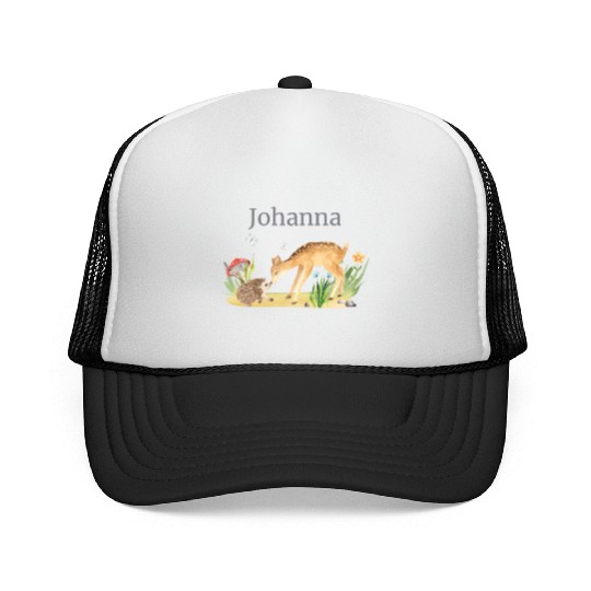 Forest Animal Deer Hedgehog Flowers Name Johanna Trucker Caps