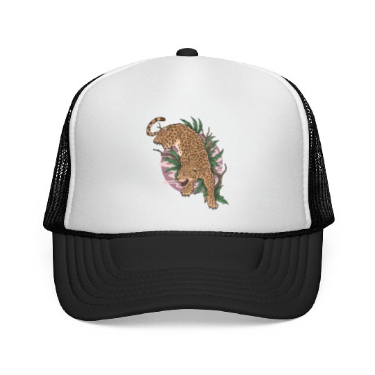 leopard wild animal climb Trucker Caps