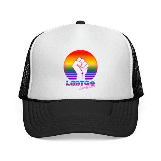 LGBTQ+ Love is Love Pride 80s Sunset Trucker Caps
