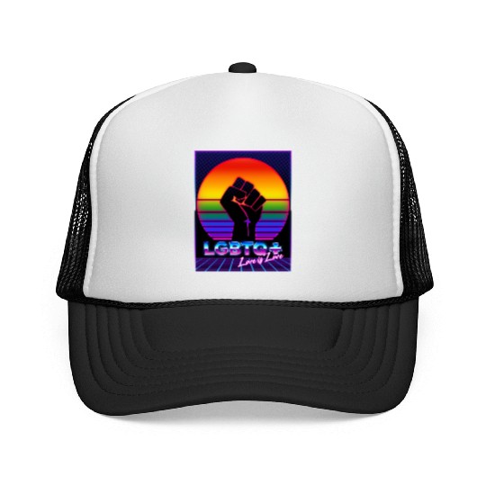 LGBT Pride 80s Retro Vaporwave Sunset Trucker Caps