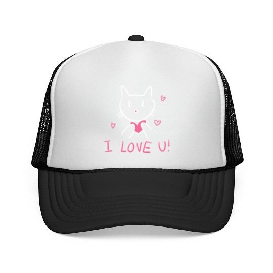i love you cat valentines day Trucker Caps