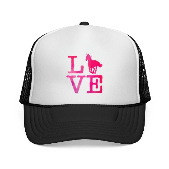 I Love Horse Watercolor Horses Riding Racing Gifts Trucker Caps