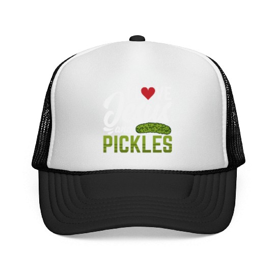 I Love Jesus And Pickles Trucker Caps