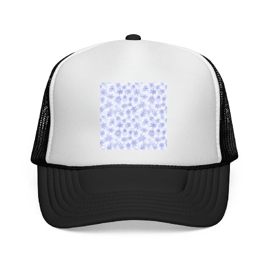 Elegant Snowflakes Pattern White Purple Trucker Caps