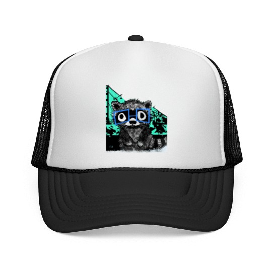 Raccoon #3 Mary Jane Bookworm Trucker Caps