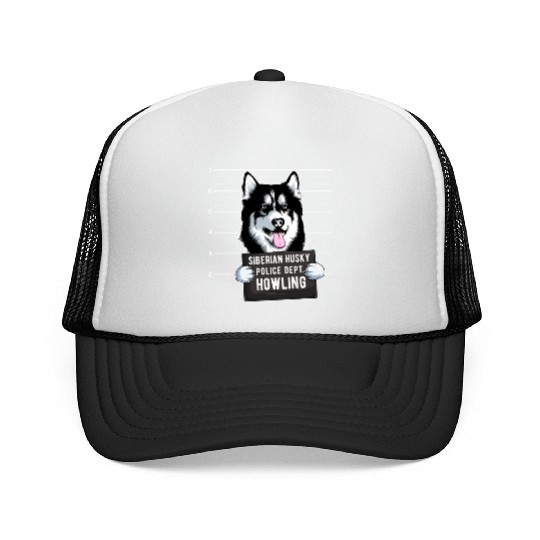 Husky Mugshot Dog Lover Trucker Caps