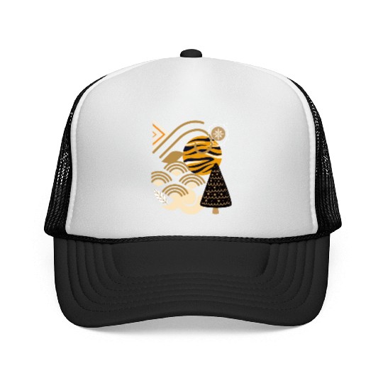Winter Abstract Geometric Leopard Snow Trucker Caps