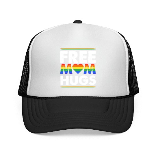 Free Mom Hugs Rainbow Parade Pride Month LGBTQ Trucker Caps