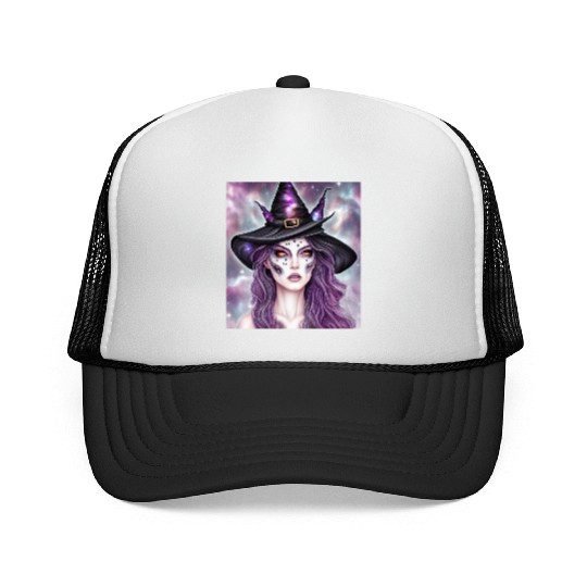 Witchy Girl Dark Woman Art Magical Girl Artwork Trucker Caps