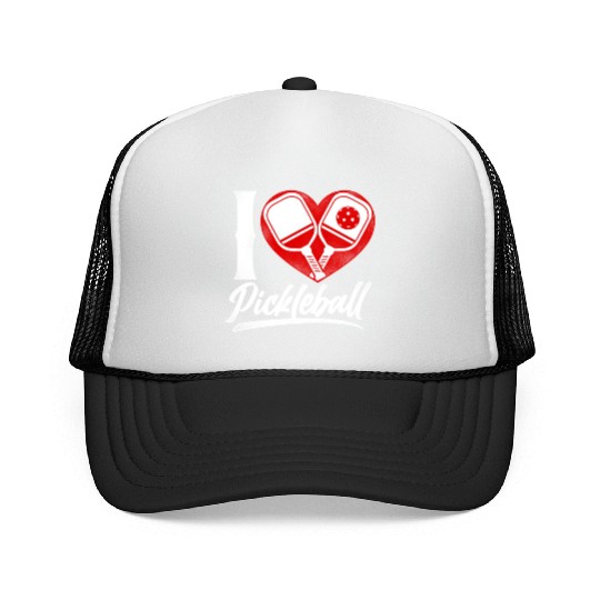 Pickleball Heart I Love Pickleball Trucker Caps