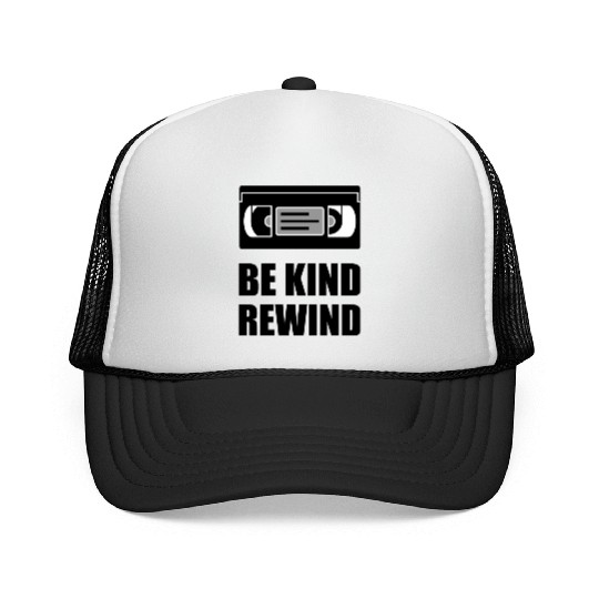 VHS Cassette Tape Be Kind Rewind Black Trucker Caps