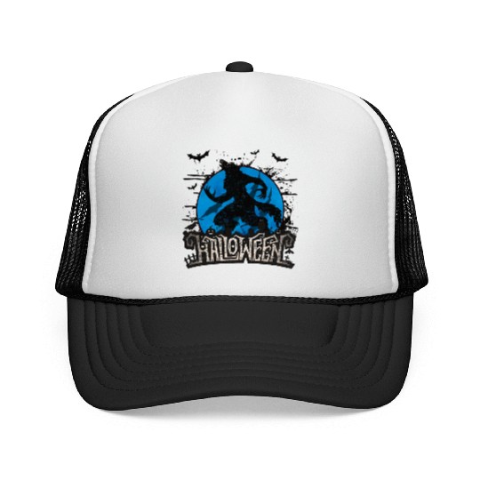 Werewolf howling at the moon Trucker Caps