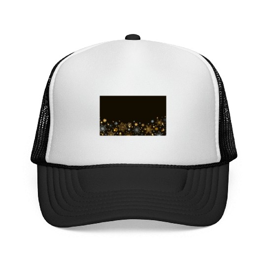 Elegant Snowflakes Black Gold Silver Trucker Caps