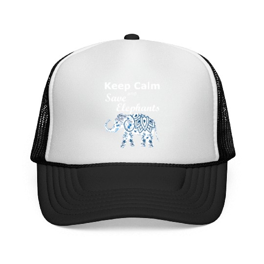 Keep Calm and Save Elephants Animal Lover Activist Trucker Caps
