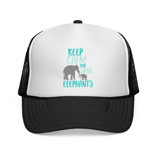 Keep Calm Save Elephants Trucker Caps Wildlife Animal A