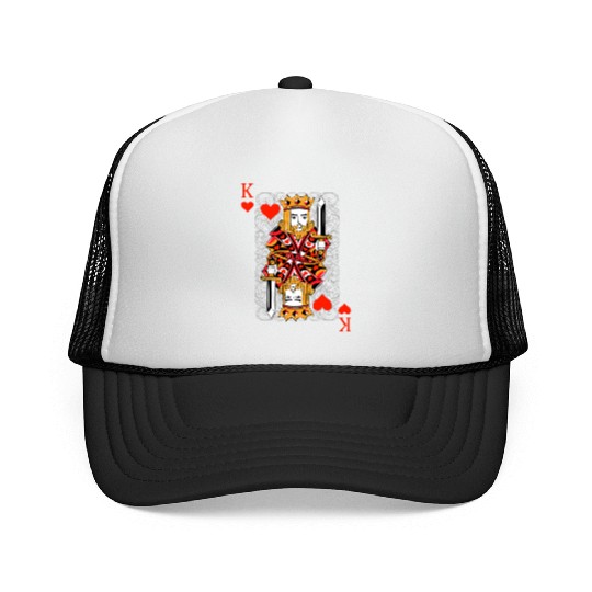 King of Hearts Blackjack Cards Poker 21 K Couple M Trucker Caps