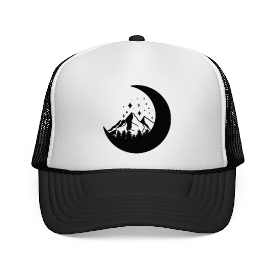 Mountains in the moon Full moon Trucker Caps