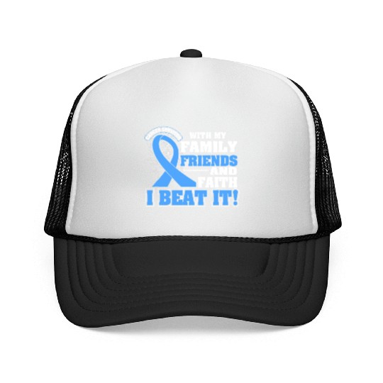 Family Faith I Beat It Prostate Cancer Awareness Trucker Caps