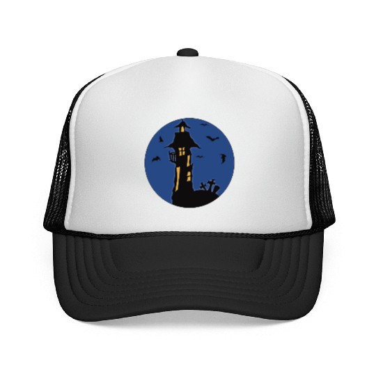 Halloween Haunted House Trucker Caps